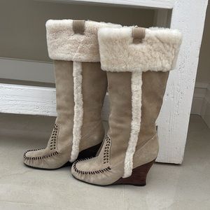 Sam Edelman genuine suede and faux fur boots